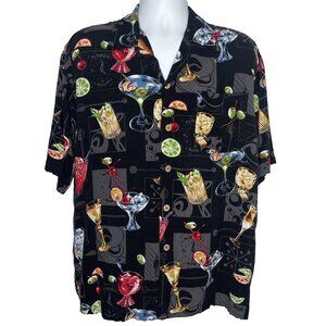 Vintage 90s Next Originals Cocktails Shirt Size L Black Mid Mod Atomic Party